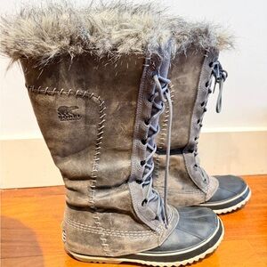 Sorel Gray Winter Boots with Faux Fur